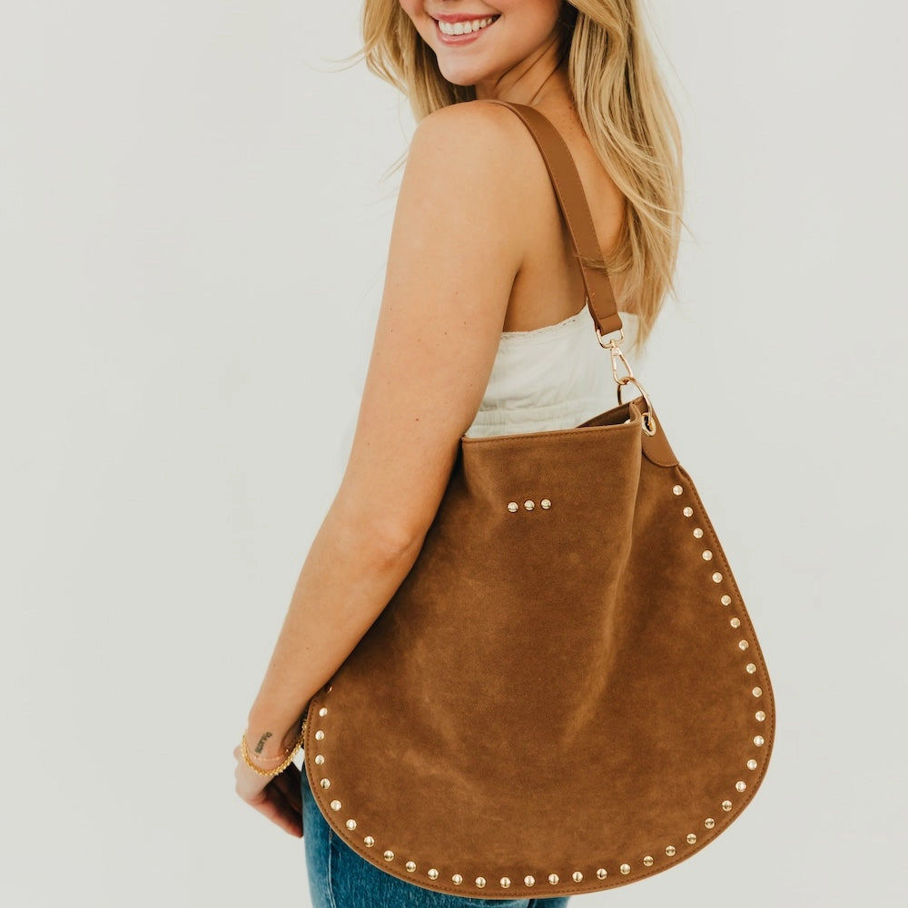 The Rosalie Rivet Suede Boho Bag