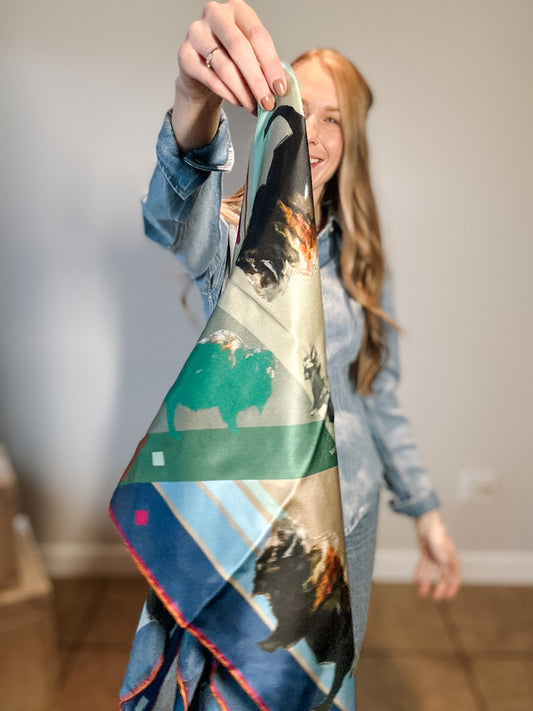 Bison Scarf 100% Silk