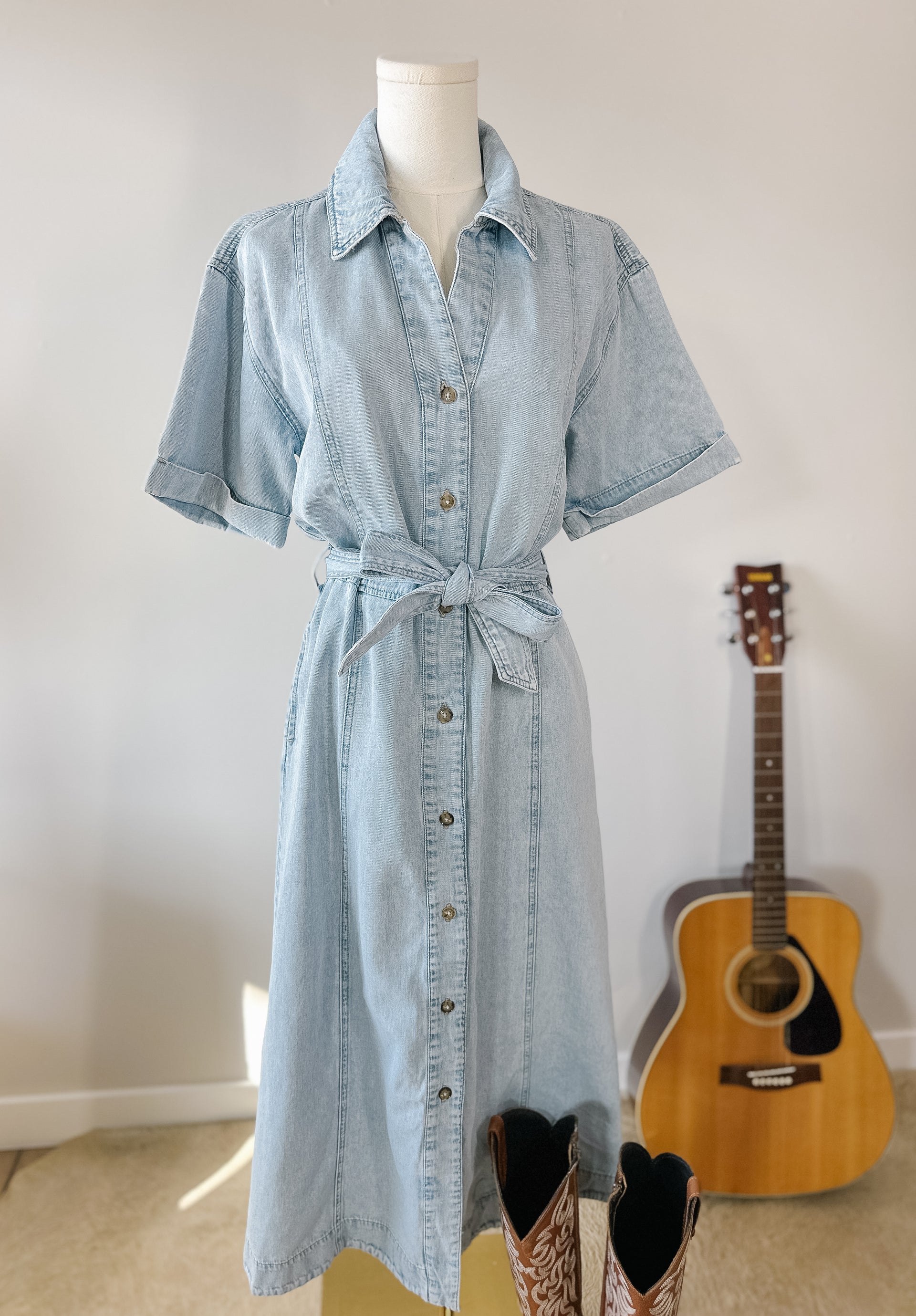 uniqlo denim long sleeve shirt dress The High Country Denim Dress – KC Acres & Co