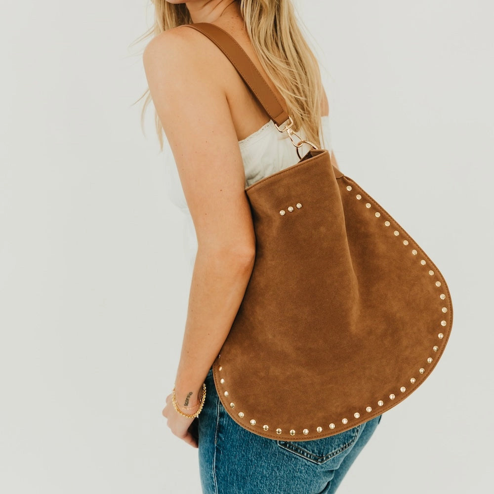 The Rosalie Rivet Suede Boho Bag