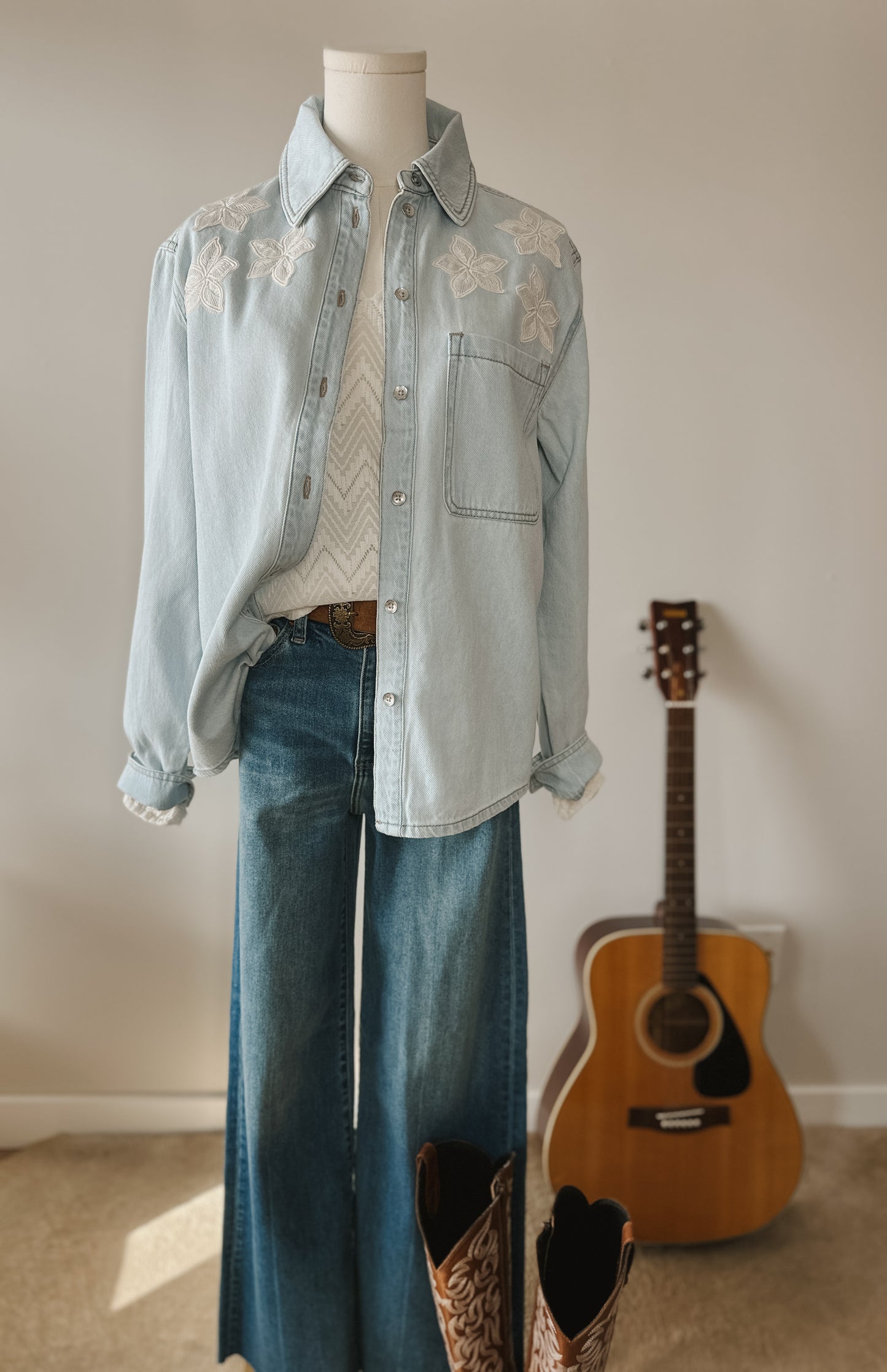 The Willow Bloom Denim Shirt