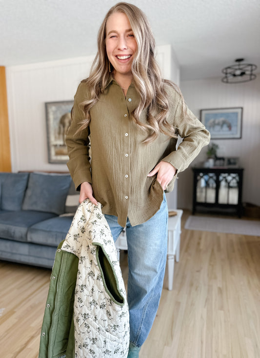 The Misa Gauze Button Down - Large