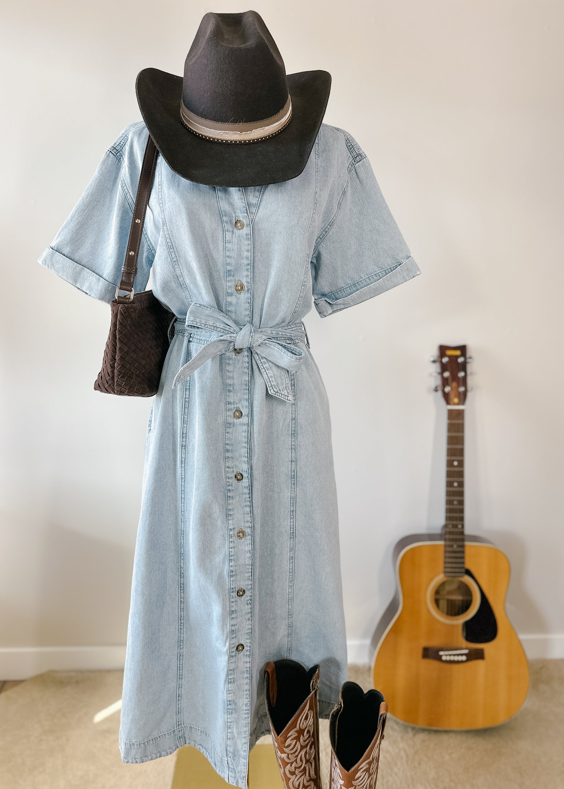 denim country dresses Laura Denim Maxi Dress