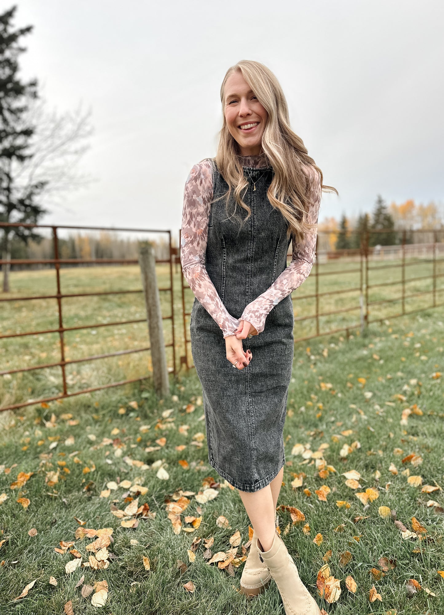 Transformative Fitted Denim Midi Dress