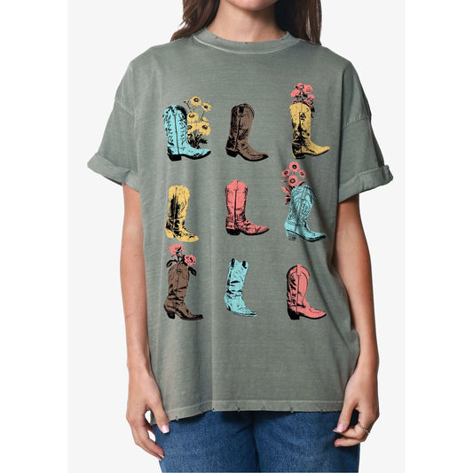 Boots & Flowers Oversized T-Shirt